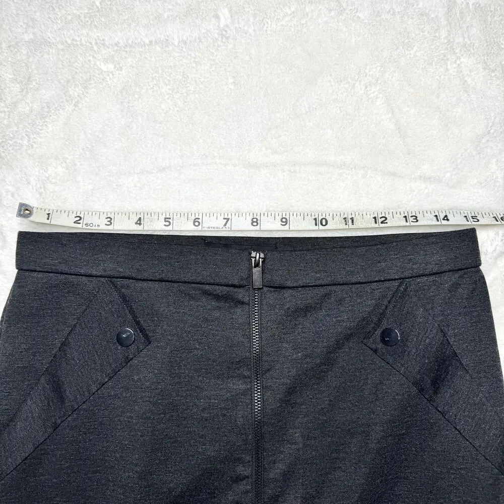 GRACE ELEMENTS Charcoal Gray Zip Front Stretch Pencil Skirt size Small
